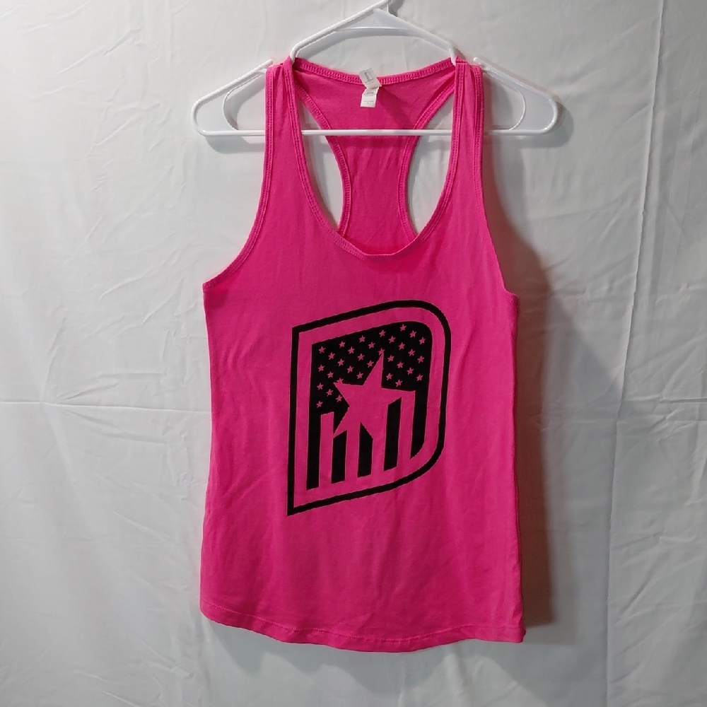 Bright Pink Racerback Graphic Tank Top